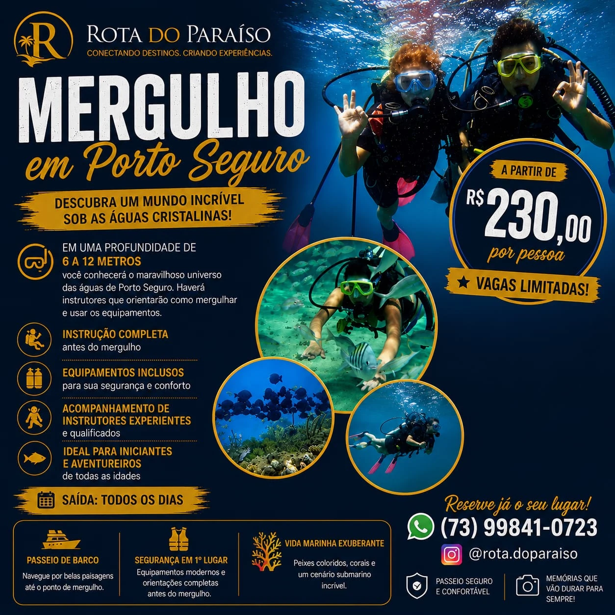 Passeio de mergulho em Porto Seguro a partir de R$ 230 por pessoa