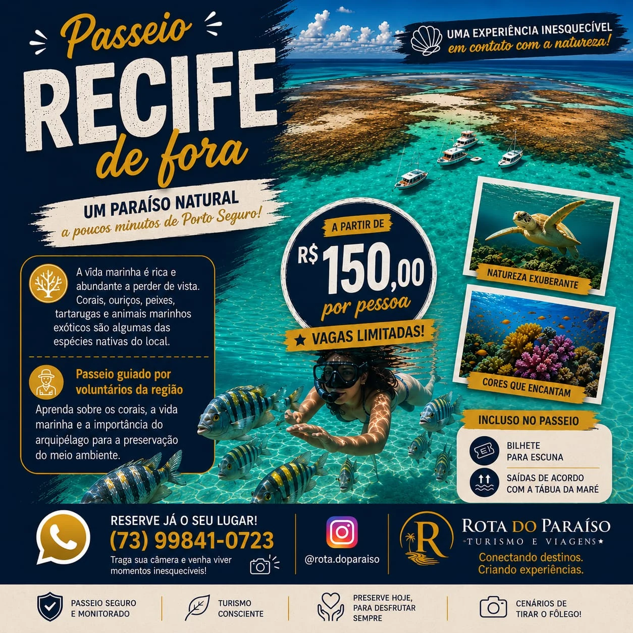 Passeio Recife de Fora a partir de R$ 150 por pessoa